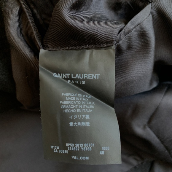 Hedi Slimane × Saint Laurent Paris $4,500 Heavy Lurex Wool and Silk Long Coat Br - Picture 5 of 14